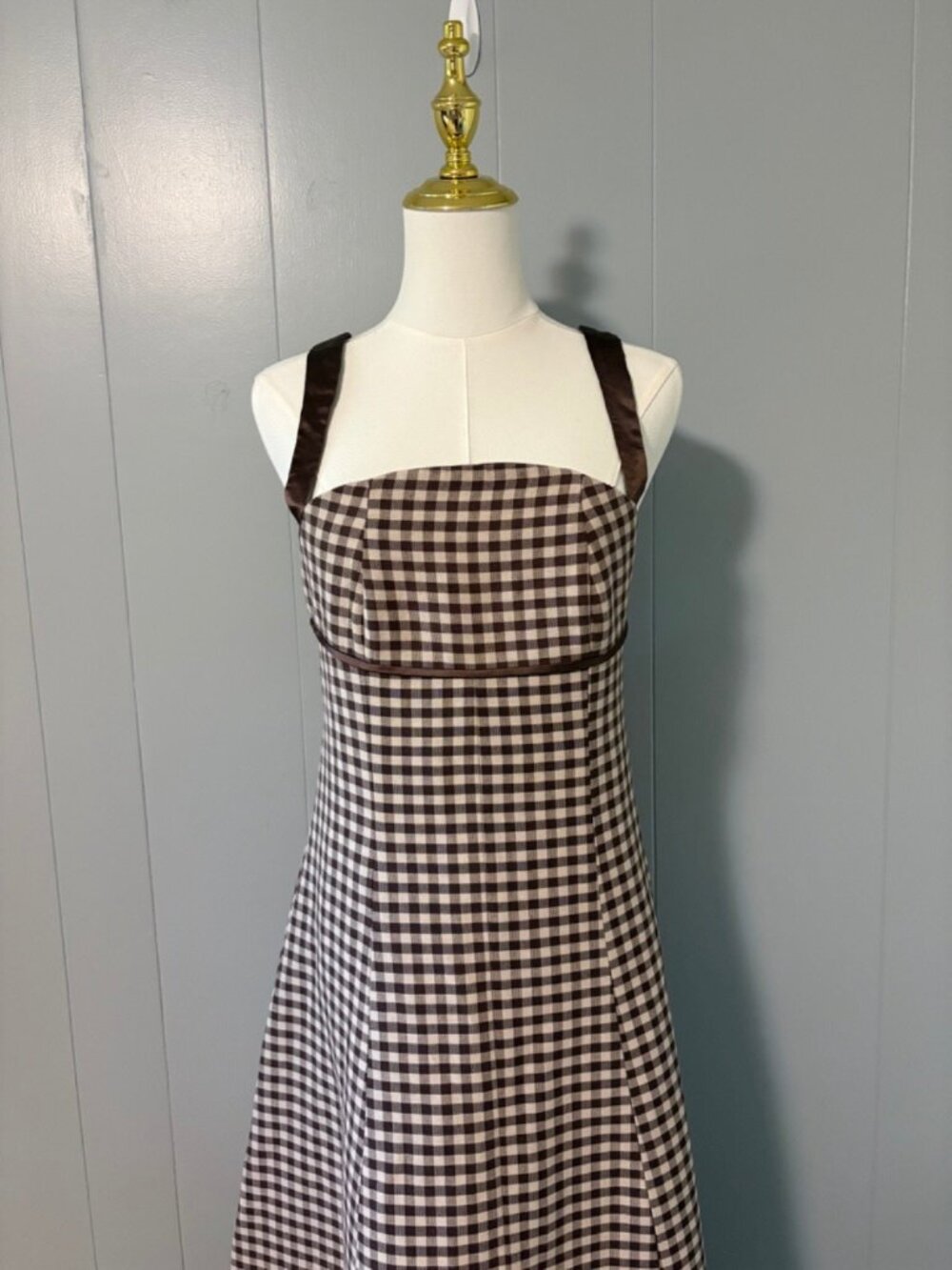 Couper Margaret Gingham Tie Back Gown Cotton Romantic Cottagecore Wedding Guest - Picture 6 of 16